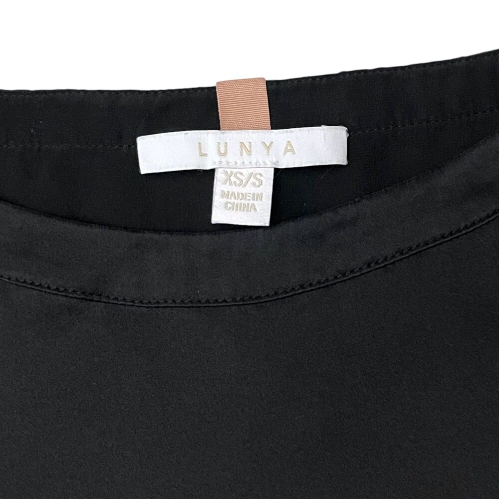 Lunya Washable Silk Tee Black Oversized Pocket Top XS/S Short Sleeve Sleepwear - Picture 5 of 7